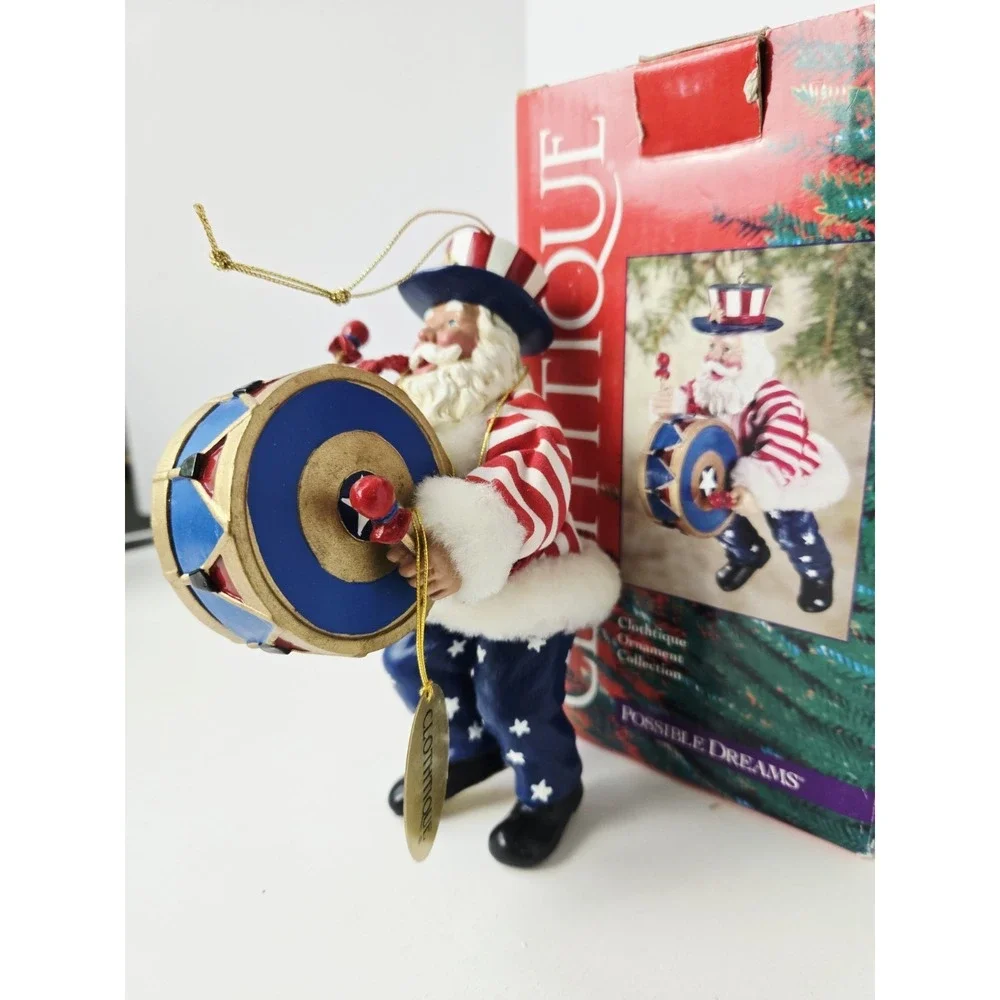 Clothtique Possible Dreams Santa Claus ornament Patriotic  w/ box